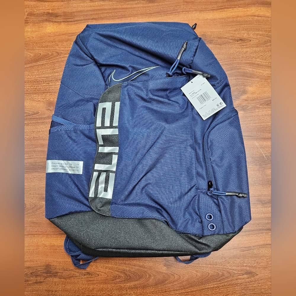 New Nike Elite Pro Basketball Backpack - Navy Blue/Silver Large Bag